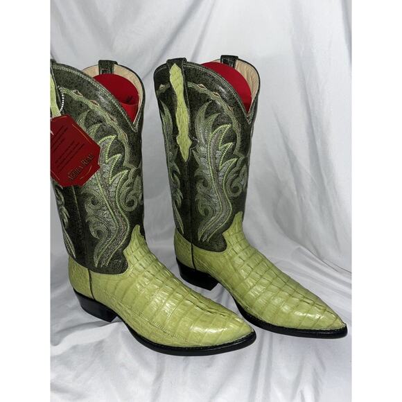 Aguila Real Handmade Rodeo Western Boots Exotic Real Caiman J Toe Mens Sz 7